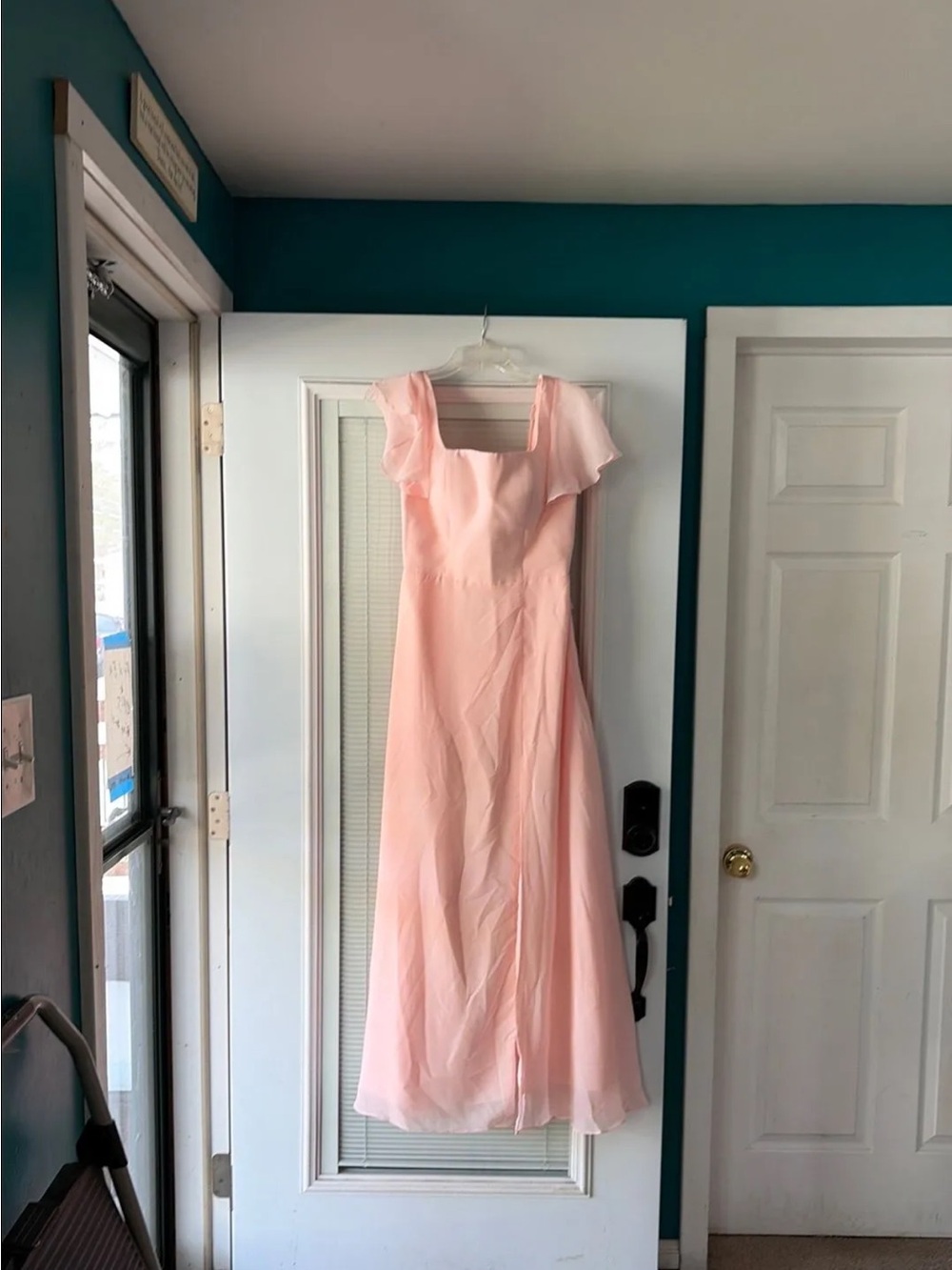 Elegant Pink Flutter-Sleeve Maxi Dress
